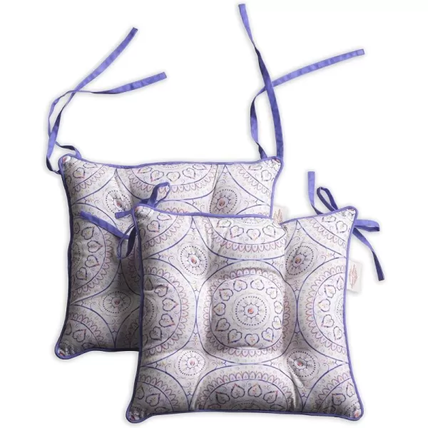Maison d Hermine Chairpads 100 Cotton Set of 2 Decorative Chair Pads with Ties Polyester Filling CushionPillow for Office Kitchen amp Living Room Birdies On Wire  SpringSummer 16 Inch x 16 InchMandala
