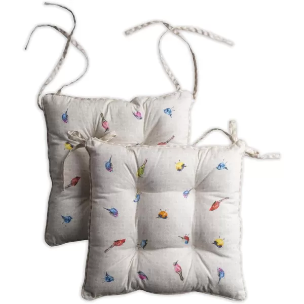 Maison d Hermine Chairpads 100 Cotton Set of 2 Decorative Chair Pads with Ties Polyester Filling CushionPillow for Office Kitchen amp Living Room Birdies On Wire  SpringSummer 16 Inch x 16 InchBirdies on Wire