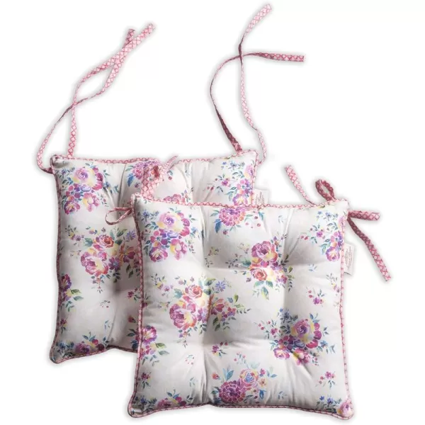 Maison d Hermine Chairpads 100 Cotton Set of 2 Decorative Chair Pads with Ties Polyester Filling CushionPillow for Office Kitchen amp Living Room Birdies On Wire  SpringSummer 16 Inch x 16 InchRose Garden