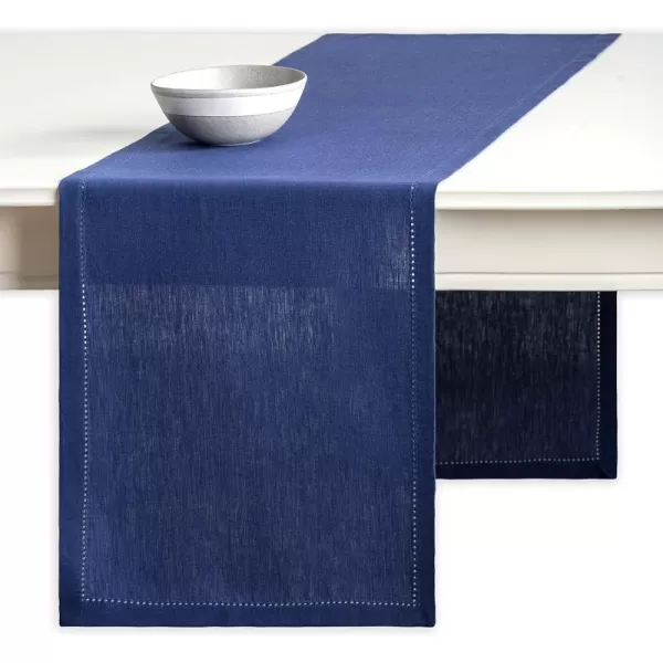 Maison d Hermine Placemats 100 Linen Decorative Cloth Place Mat Washable Dinner Placemat for Holiday Dinner Wedding Baby Shower amp Dining Avignon  Jet Stream Set of 414x36 Table Runner Avignon  Twlight Blue