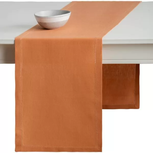 Maison d Hermine Placemats 100 Linen Decorative Cloth Place Mat Washable Dinner Placemat for Holiday Dinner Wedding Baby Shower amp Dining Avignon  Jet Stream Set of 414x36 Table Runner Avignon  Brandied Melon