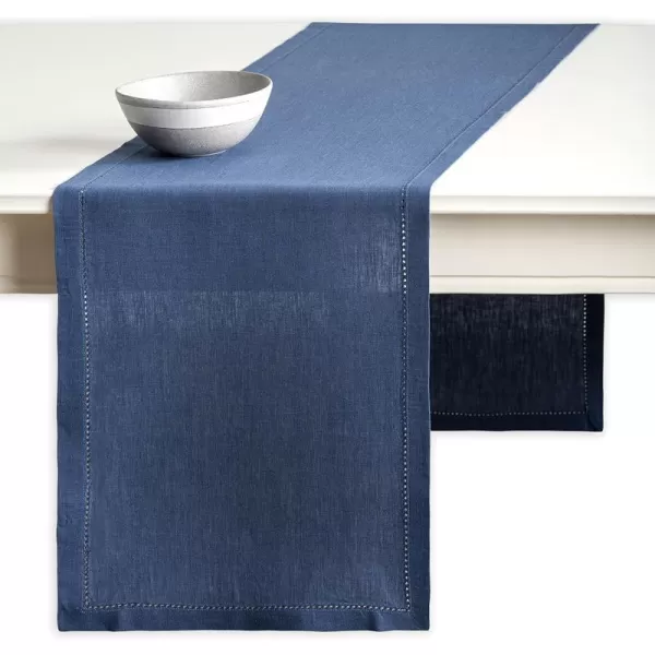 Maison d Hermine Placemats 100 Linen Decorative Cloth Place Mat Washable Dinner Placemat for Holiday Dinner Wedding Baby Shower amp Dining Avignon  Jet Stream Set of 414x48 Table Runner Avignon  Bering Sea