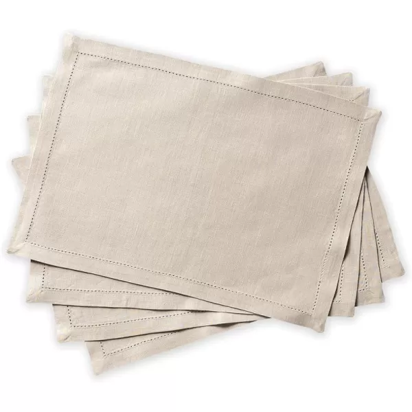 Maison d Hermine Placemats 100 Linen Decorative Cloth Place Mat Washable Dinner Placemat for Holiday Dinner Wedding Baby Shower amp Dining Avignon  Jet Stream Set of 413x19 Placemats Avignon  Ancient Scroll
