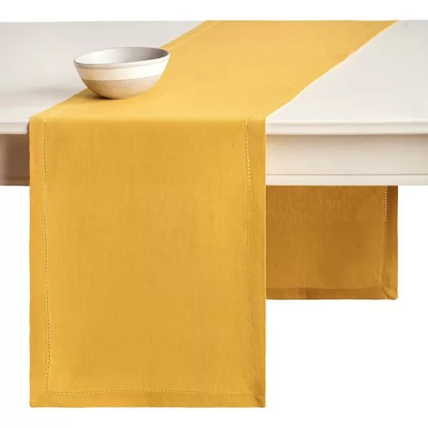Maison d Hermine Placemats 100 Linen Decorative Cloth Place Mat Washable Dinner Placemat for Holiday Dinner Wedding Baby Shower amp Dining Avignon  Jet Stream Set of 414x36 Table Runner Avignon  Ochre