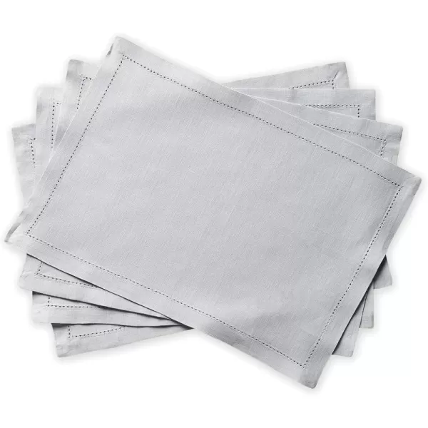 Maison d Hermine Placemats 100 Linen Decorative Cloth Place Mat Washable Dinner Placemat for Holiday Dinner Wedding Baby Shower amp Dining Avignon  Jet Stream Set of 413x19 Placemats Avignon  Micro Chip