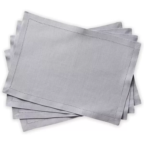 Maison d Hermine Placemats 100 Linen Decorative Cloth Place Mat Washable Dinner Placemat for Holiday Dinner Wedding Baby Shower amp Dining Avignon  Jet Stream Set of 413x19 Placemats Avignon  Silver Sconce