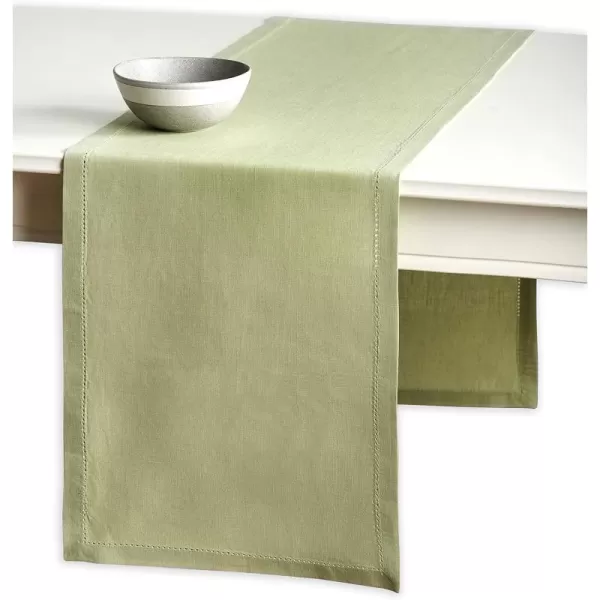 Maison d Hermine Placemats 100 Linen Decorative Cloth Place Mat Washable Dinner Placemat for Holiday Dinner Wedding Baby Shower amp Dining Avignon  Jet Stream Set of 414x36 Table Runner Avignon  Tender Green