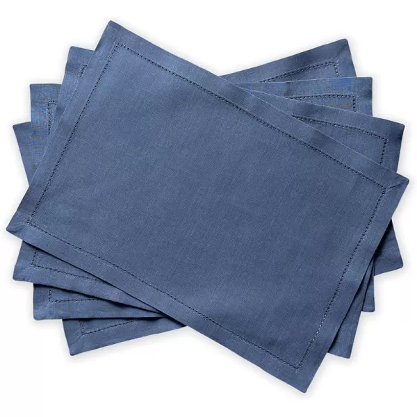 Maison d Hermine Placemats 100 Linen Decorative Cloth Place Mat Washable Dinner Placemat for Holiday Dinner Wedding Baby Shower amp Dining Avignon  Jet Stream Set of 413x19 Placemats Avignon  Bering Sea