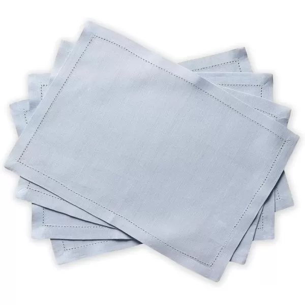 Maison d Hermine Placemats 100 Linen Decorative Cloth Place Mat Washable Dinner Placemat for Holiday Dinner Wedding Baby Shower amp Dining Avignon  Jet Stream Set of 413x19 Placemats Avignon  Niagara Mist