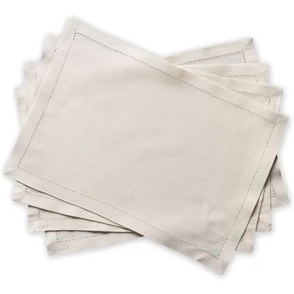 Maison d Hermine Placemats 100 Linen Decorative Cloth Place Mat Washable Dinner Placemat for Holiday Dinner Wedding Baby Shower amp Dining Avignon  Jet Stream Set of 413x19 Placemats Avignon  Jet Stream
