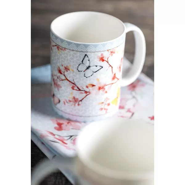 Maison d Hermine Coffee Mug with Handles Easy to Hold 12 Oz Fine Bone China Mug Pack of Two for Hot Beverages Cappuccino Cocoa Milk Other Liquid Office Botanical Fresh  Meadow21  Blossoms In Spring