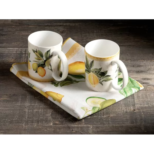 Maison d Hermine Coffee Mug with Handles Easy to Hold 12 Oz Fine Bone China Mug Pack of Two for Hot Beverages Cappuccino Cocoa Milk Other Liquid Office Botanical Fresh  Meadow09  Limoncello