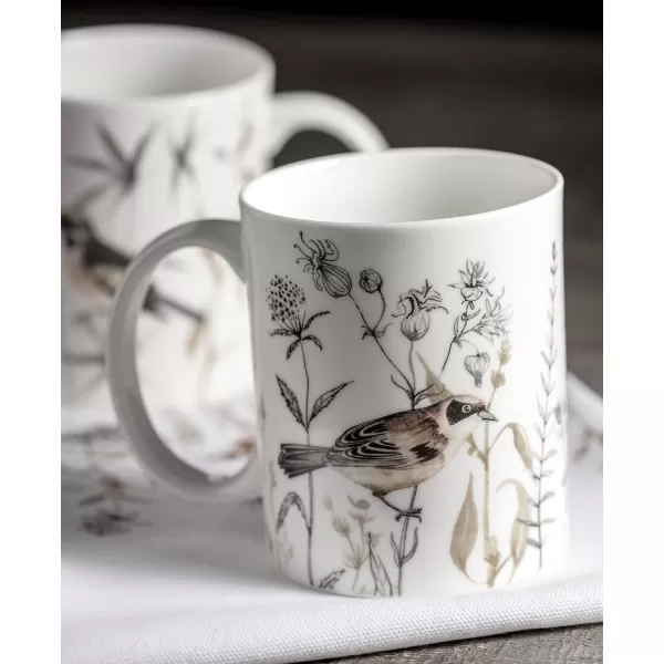 Maison d Hermine Coffee Mug with Handles Easy to Hold 12 Oz Fine Bone China Mug Pack of Two for Hot Beverages Cappuccino Cocoa Milk Other Liquid Office Botanical Fresh  Meadow19  Meadow Florals