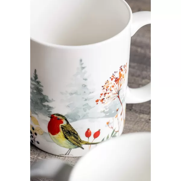 Maison d Hermine Coffee Mug with Handles Easy to Hold 12 Oz Fine Bone China Mug Pack of Two for Hot Beverages Cappuccino Cocoa Milk Other Liquid Office Botanical Fresh  Meadow03  Morzine  Chamonix