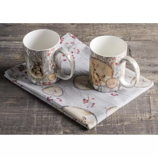Maison d Hermine Coffee Mug with Handles Easy to Hold 12 Oz Fine Bone China Mug Pack of Two for Hot Beverages Cappuccino Cocoa Milk Other Liquid Office Botanical Fresh  Meadow27  Mountain Life