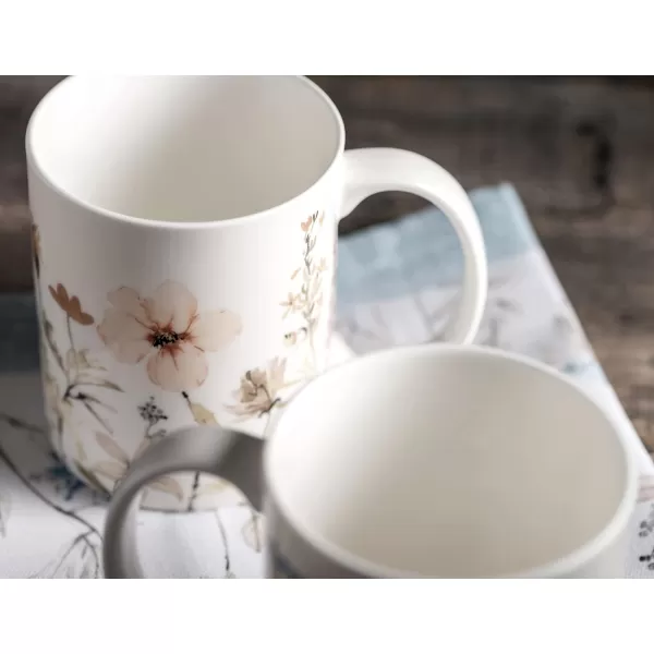 Maison d Hermine Coffee Mug with Handles Easy to Hold 12 Oz Fine Bone China Mug Pack of Two for Hot Beverages Cappuccino Cocoa Milk Other Liquid Office Botanical Fresh  Meadow10  Ice Florals