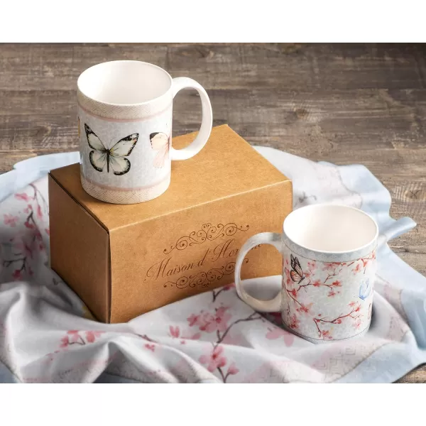 Maison d Hermine Coffee Mug with Handles Easy to Hold 12 Oz Fine Bone China Mug Pack of Two for Hot Beverages Cappuccino Cocoa Milk Other Liquid Office Botanical Fresh  Meadow21  Blossoms In Spring
