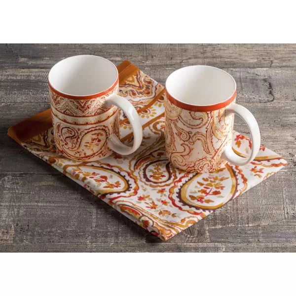 Maison d Hermine Coffee Mug with Handles Easy to Hold 12 Oz Fine Bone China Mug Pack of Two for Hot Beverages Cappuccino Cocoa Milk Other Liquid Office Botanical Fresh  Meadow25  Palatial Paisley