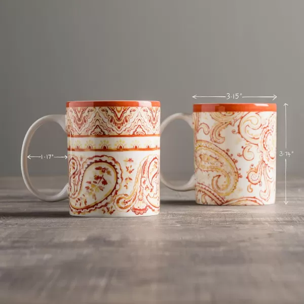 Maison d Hermine Coffee Mug with Handles Easy to Hold 12 Oz Fine Bone China Mug Pack of Two for Hot Beverages Cappuccino Cocoa Milk Other Liquid Office Botanical Fresh  Meadow25  Palatial Paisley