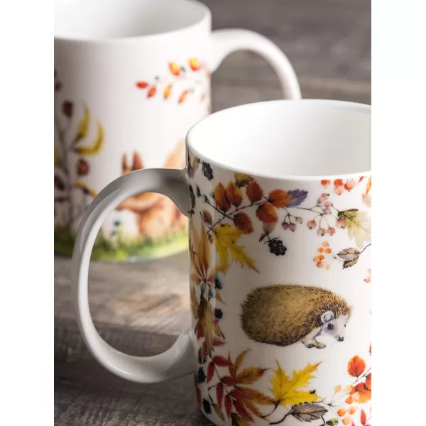 Maison d Hermine Coffee Mug with Handles Easy to Hold 12 Oz Fine Bone China Mug Pack of Two for Hot Beverages Cappuccino Cocoa Milk Other Liquid Office Botanical Fresh  Meadow03  Morzine  Bois