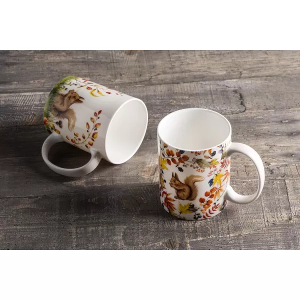 Maison d Hermine Coffee Mug with Handles Easy to Hold 12 Oz Fine Bone China Mug Pack of Two for Hot Beverages Cappuccino Cocoa Milk Other Liquid Office Botanical Fresh  Meadow03  Morzine  Bois