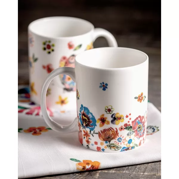 Maison d Hermine Coffee Mug with Handles Easy to Hold 12 Oz Fine Bone China Mug Pack of Two for Hot Beverages Cappuccino Cocoa Milk Other Liquid Office Botanical Fresh  Meadow16  Happy Florals  High Summer  High Summer