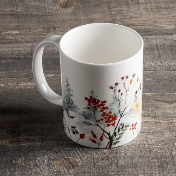Maison d Hermine Coffee Mug with Handles Easy to Hold 12 Oz Fine Bone China Mug Pack of Two for Hot Beverages Cappuccino Cocoa Milk Other Liquid Office Botanical Fresh  Meadow03  Morzine  Chamonix