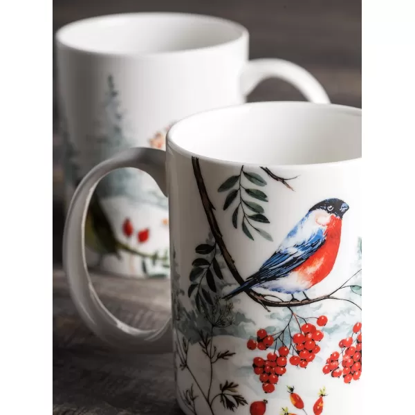 Maison d Hermine Coffee Mug with Handles Easy to Hold 12 Oz Fine Bone China Mug Pack of Two for Hot Beverages Cappuccino Cocoa Milk Other Liquid Office Botanical Fresh  Meadow03  Morzine