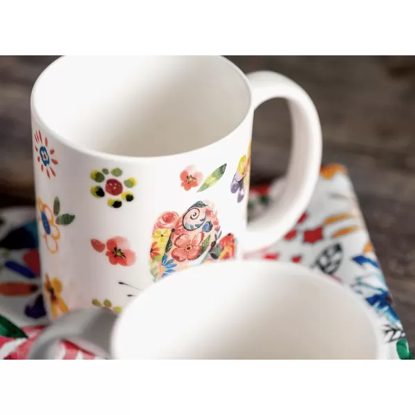 Maison d Hermine Coffee Mug with Handles Easy to Hold 12 Oz Fine Bone China Mug Pack of Two for Hot Beverages Cappuccino Cocoa Milk Other Liquid Office Botanical Fresh  Meadow16  Happy Florals  High Summer  High Summer