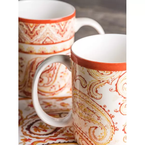 Maison d Hermine Coffee Mug with Handles Easy to Hold 12 Oz Fine Bone China Mug Pack of Two for Hot Beverages Cappuccino Cocoa Milk Other Liquid Office Botanical Fresh  Meadow25  Palatial Paisley