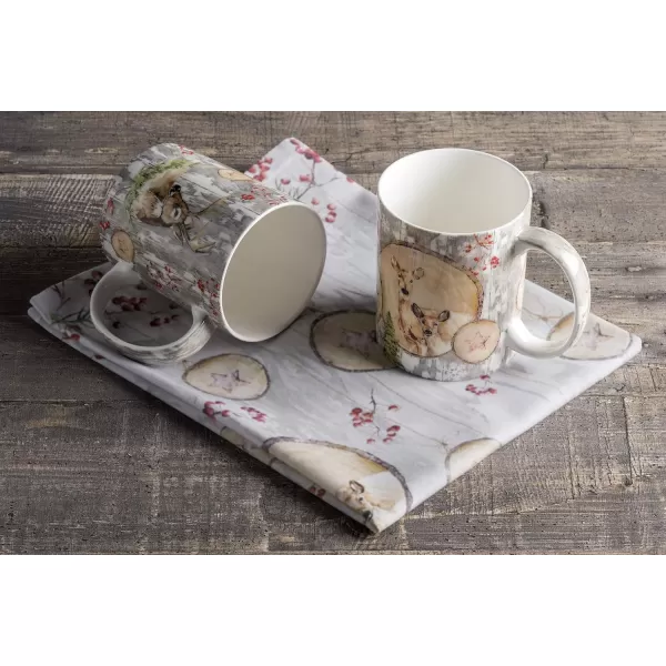 Maison d Hermine Coffee Mug with Handles Easy to Hold 12 Oz Fine Bone China Mug Pack of Two for Hot Beverages Cappuccino Cocoa Milk Other Liquid Office Botanical Fresh  Meadow27  Mountain Life