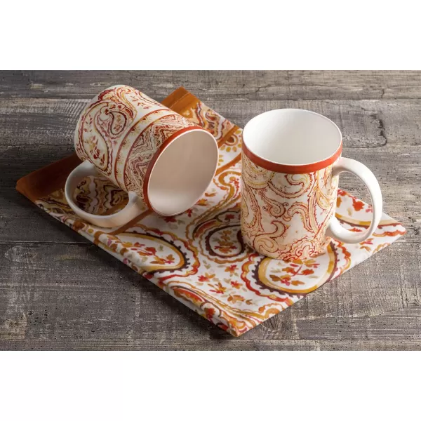 Maison d Hermine Coffee Mug with Handles Easy to Hold 12 Oz Fine Bone China Mug Pack of Two for Hot Beverages Cappuccino Cocoa Milk Other Liquid Office Botanical Fresh  Meadow25  Palatial Paisley