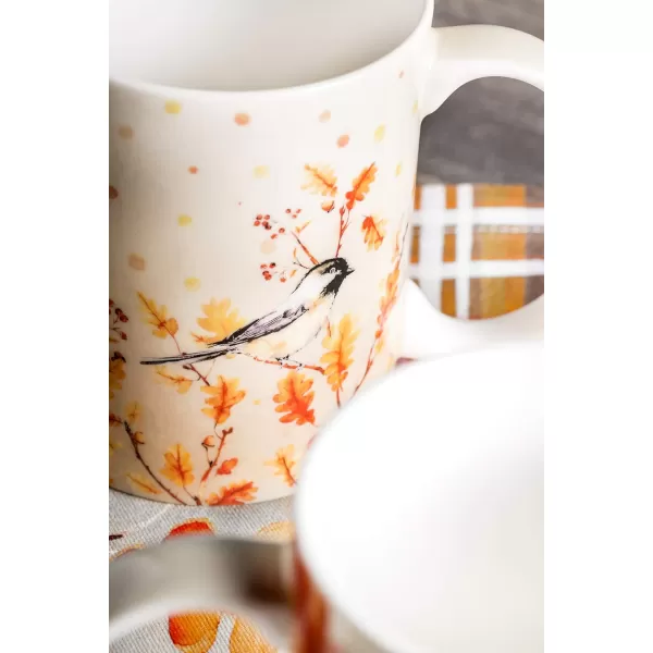 Maison d Hermine Coffee Mug with Handles Easy to Hold 12 Oz Fine Bone China Mug Pack of Two for Hot Beverages Cappuccino Cocoa Milk Other Liquid Office Botanical Fresh  Meadow22  Oak Leaves  Jay  Friends