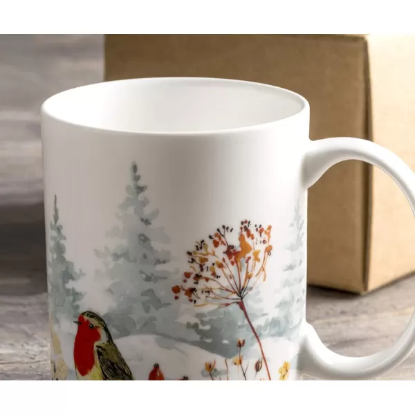 Maison d Hermine Coffee Mug with Handles Easy to Hold 12 Oz Fine Bone China Mug Pack of Two for Hot Beverages Cappuccino Cocoa Milk Other Liquid Office Botanical Fresh  Meadow03  Morzine  Chamonix