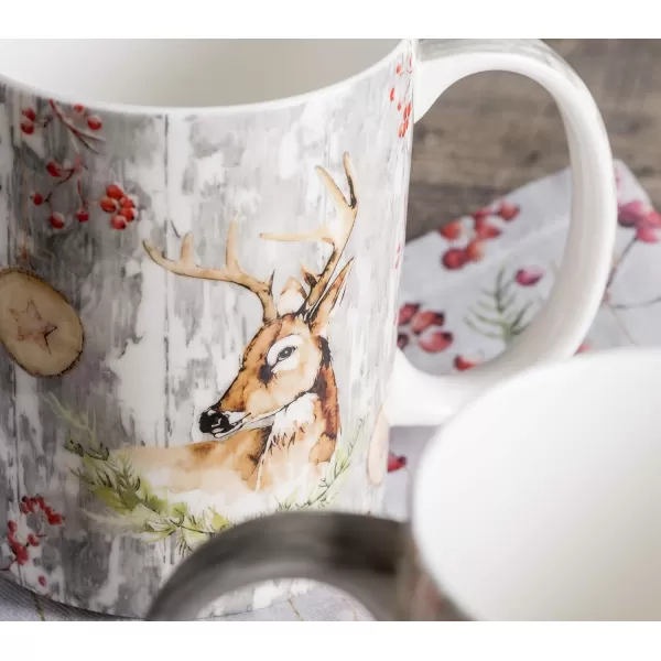 Maison d Hermine Coffee Mug with Handles Easy to Hold 12 Oz Fine Bone China Mug Pack of Two for Hot Beverages Cappuccino Cocoa Milk Other Liquid Office Botanical Fresh  Meadow27  Mountain Life