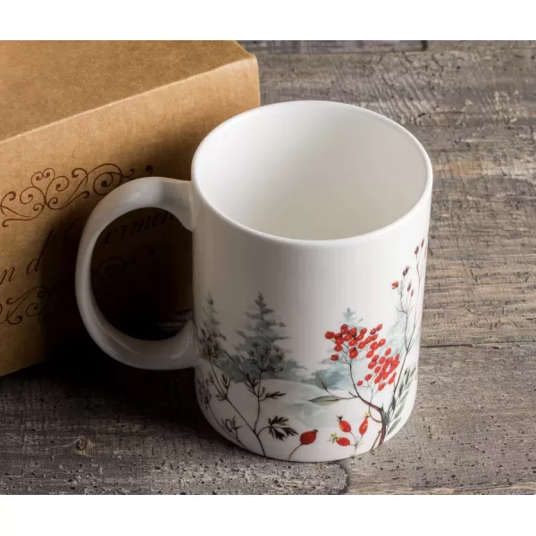 Maison d Hermine Coffee Mug with Handles Easy to Hold 12 Oz Fine Bone China Mug Pack of Two for Hot Beverages Cappuccino Cocoa Milk Other Liquid Office Botanical Fresh  Meadow03  Morzine