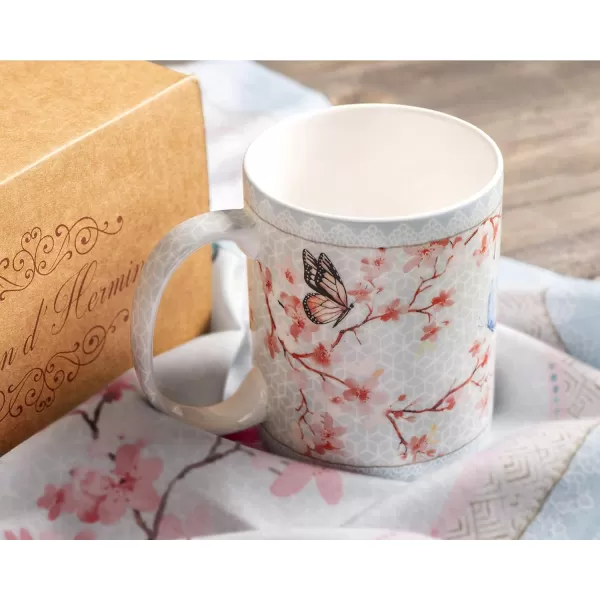 Maison d Hermine Coffee Mug with Handles Easy to Hold 12 Oz Fine Bone China Mug Pack of Two for Hot Beverages Cappuccino Cocoa Milk Other Liquid Office Botanical Fresh  Meadow21  Blossoms In Spring