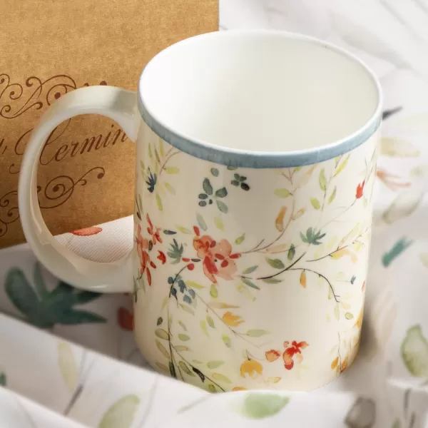 Maison d Hermine Coffee Mug with Handles Easy to Hold 12 Oz Fine Bone China Mug Pack of Two for Hot Beverages Cappuccino Cocoa Milk Other Liquid Office Botanical Fresh  Meadow02  Colmar