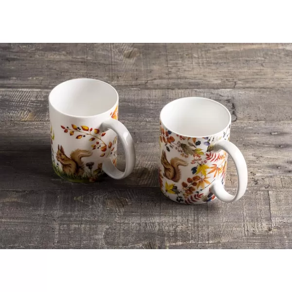 Maison d Hermine Coffee Mug with Handles Easy to Hold 12 Oz Fine Bone China Mug Pack of Two for Hot Beverages Cappuccino Cocoa Milk Other Liquid Office Botanical Fresh  Meadow03  Morzine  Bois