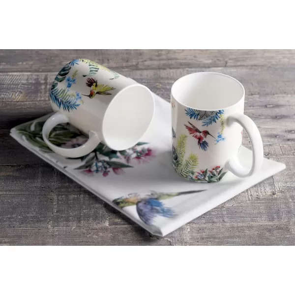 Maison d Hermine Coffee Mug with Handles Easy to Hold 12 Oz Fine Bone China Mug Pack of Two for Hot Beverages Cappuccino Cocoa Milk Other Liquid Office Botanical Fresh  Meadow12  Tropiques