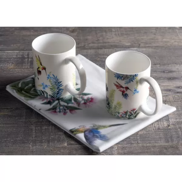 Maison d Hermine Coffee Mug with Handles Easy to Hold 12 Oz Fine Bone China Mug Pack of Two for Hot Beverages Cappuccino Cocoa Milk Other Liquid Office Botanical Fresh  Meadow12  Tropiques