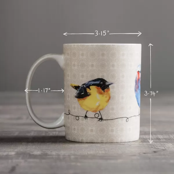 Maison d Hermine Coffee Mug with Handles Easy to Hold 12 Oz Fine Bone China Mug Pack of Two for Hot Beverages Cappuccino Cocoa Milk Other Liquid Office Botanical Fresh  Meadow07  Birdies On Wire  Nuthatch