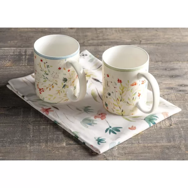 Maison d Hermine Coffee Mug with Handles Easy to Hold 12 Oz Fine Bone China Mug Pack of Two for Hot Beverages Cappuccino Cocoa Milk Other Liquid Office Botanical Fresh  Meadow02  Colmar