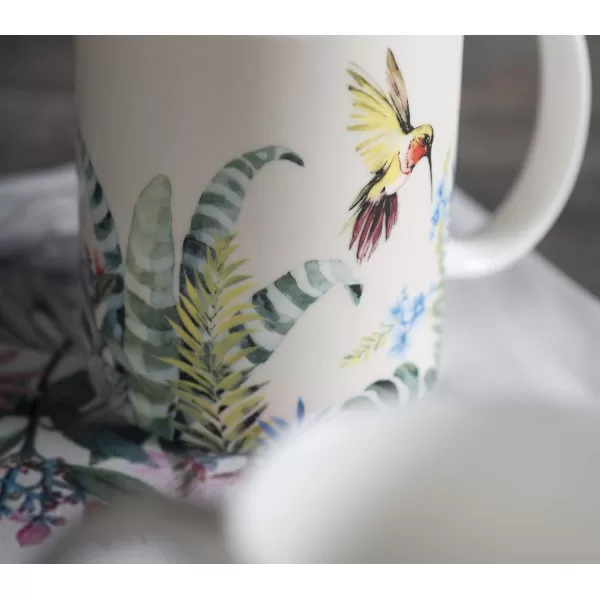 Maison d Hermine Coffee Mug with Handles Easy to Hold 12 Oz Fine Bone China Mug Pack of Two for Hot Beverages Cappuccino Cocoa Milk Other Liquid Office Botanical Fresh  Meadow12  Tropiques