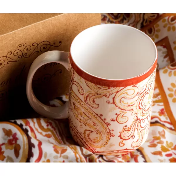 Maison d Hermine Coffee Mug with Handles Easy to Hold 12 Oz Fine Bone China Mug Pack of Two for Hot Beverages Cappuccino Cocoa Milk Other Liquid Office Botanical Fresh  Meadow25  Palatial Paisley