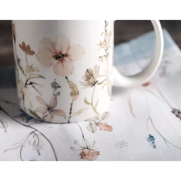 Maison d Hermine Coffee Mug with Handles Easy to Hold 15 Oz Fine Bone China Mug Pack of One for Hot Beverages Cappuccino Cocoa Milk Other Liquid Office Kelim  Last Days of Summer10  Ice Florals  Romantic Morning