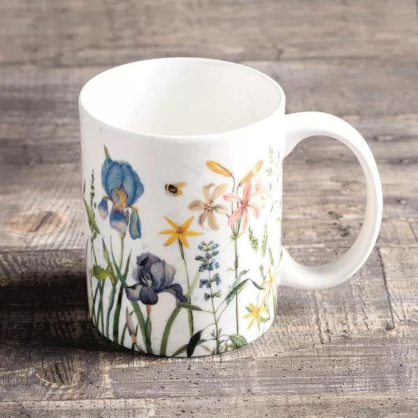 Maison d Hermine Coffee Mug with Handles Easy to Hold 15 Oz Fine Bone China Mug Pack of One for Hot Beverages Cappuccino Cocoa Milk Other Liquid Office Kelim  Last Days of Summer01  Fleurs De Mai  Floral