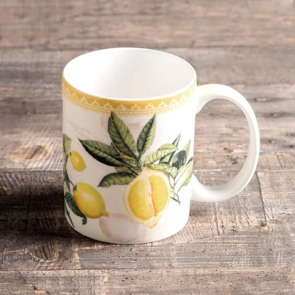 Maison d Hermine Coffee Mug with Handles Easy to Hold 15 Oz Fine Bone China Mug Pack of One for Hot Beverages Cappuccino Cocoa Milk Other Liquid Office Kelim  Last Days of Summer09  Limoncello  Verna