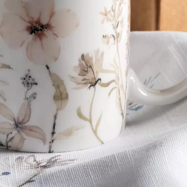 Maison d Hermine Coffee Mug with Handles Easy to Hold 15 Oz Fine Bone China Mug Pack of One for Hot Beverages Cappuccino Cocoa Milk Other Liquid Office Kelim  Last Days of Summer10  Ice Florals  Romantic Morning