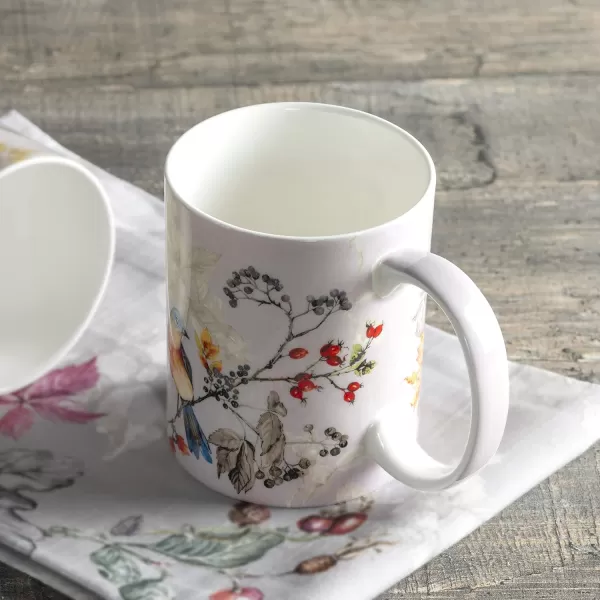Maison d Hermine Coffee Mug with Handles Easy to Hold 15 Oz Fine Bone China Mug Pack of One for Hot Beverages Cappuccino Cocoa Milk Other Liquid Office Kelim  Last Days of Summer23  Equinoxe  Grey  Sparrow